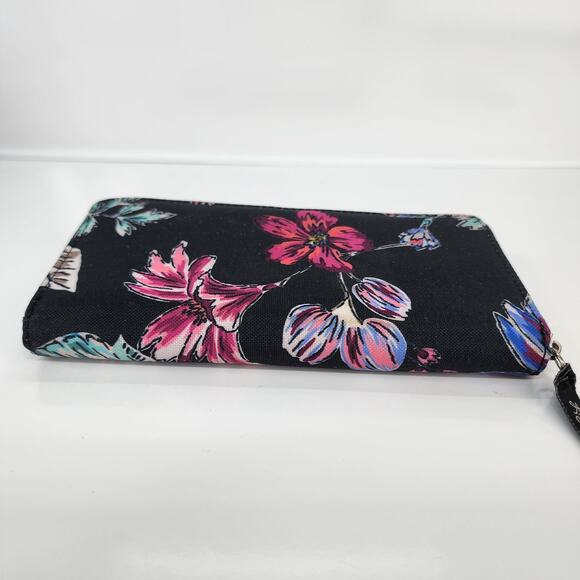 Lily Bloom Clutch Floral Black Pink Flower Zip Around Wallet Accordion Organizer - Picture 5 of 15